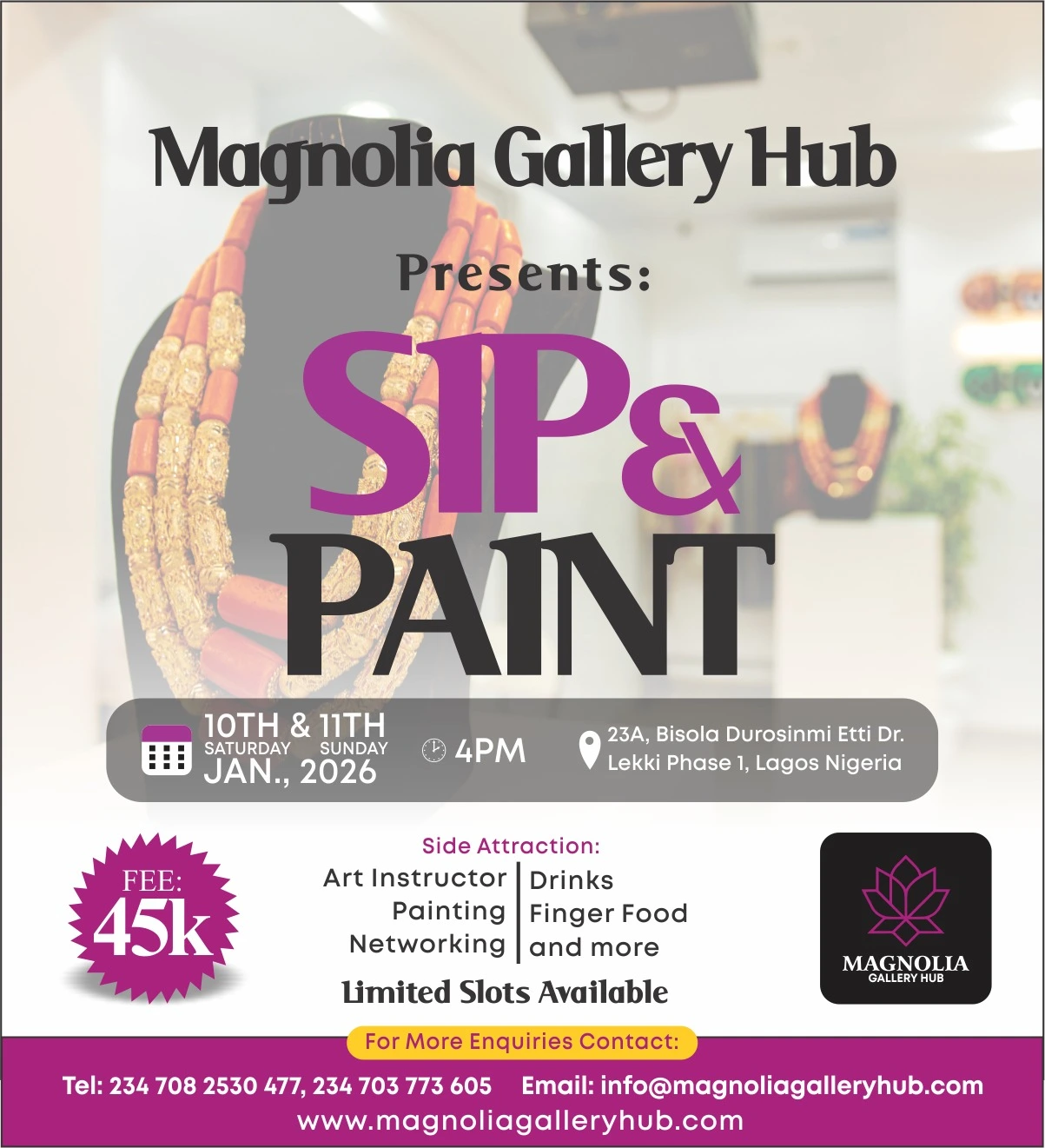 Magnolia Gallery Hub Sip and Paint Event